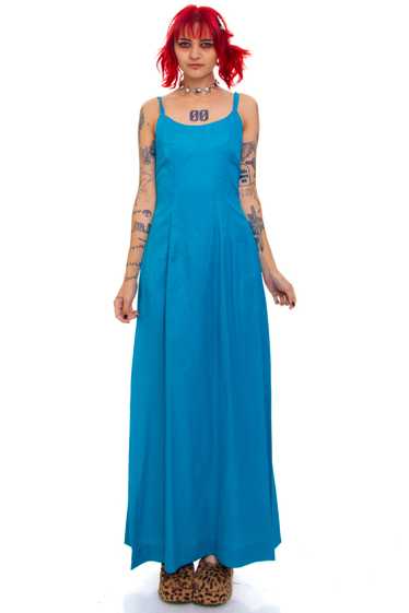 Vintage 70's Union Made Turquoise Blue Slip Gown -