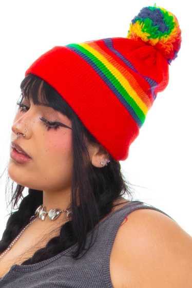 Vintage 70's Wool Rainbow Stripe Beanie