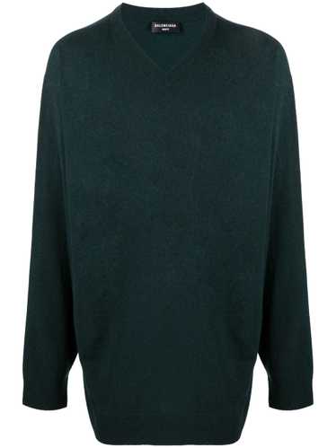 Balenciaga o1y1224 V-Neck Cashmere Jumper in Dark 