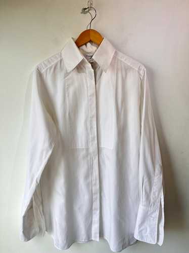 Chanel White Yoked French Cuff Tunic Shirt