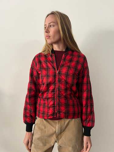 Plaid Nylon Quilted Work Jacket