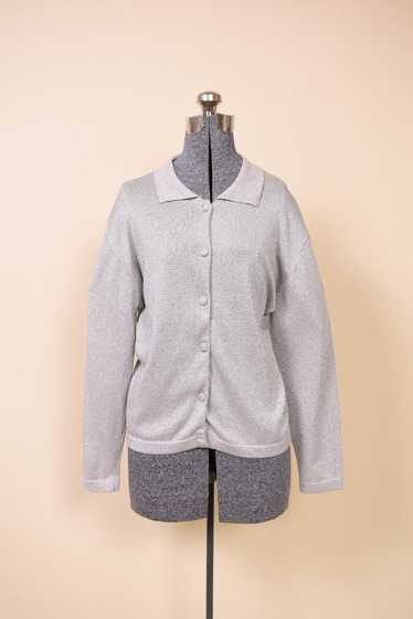 Grey Metallic Knit Cardigan By Braemar Jeremy Scot