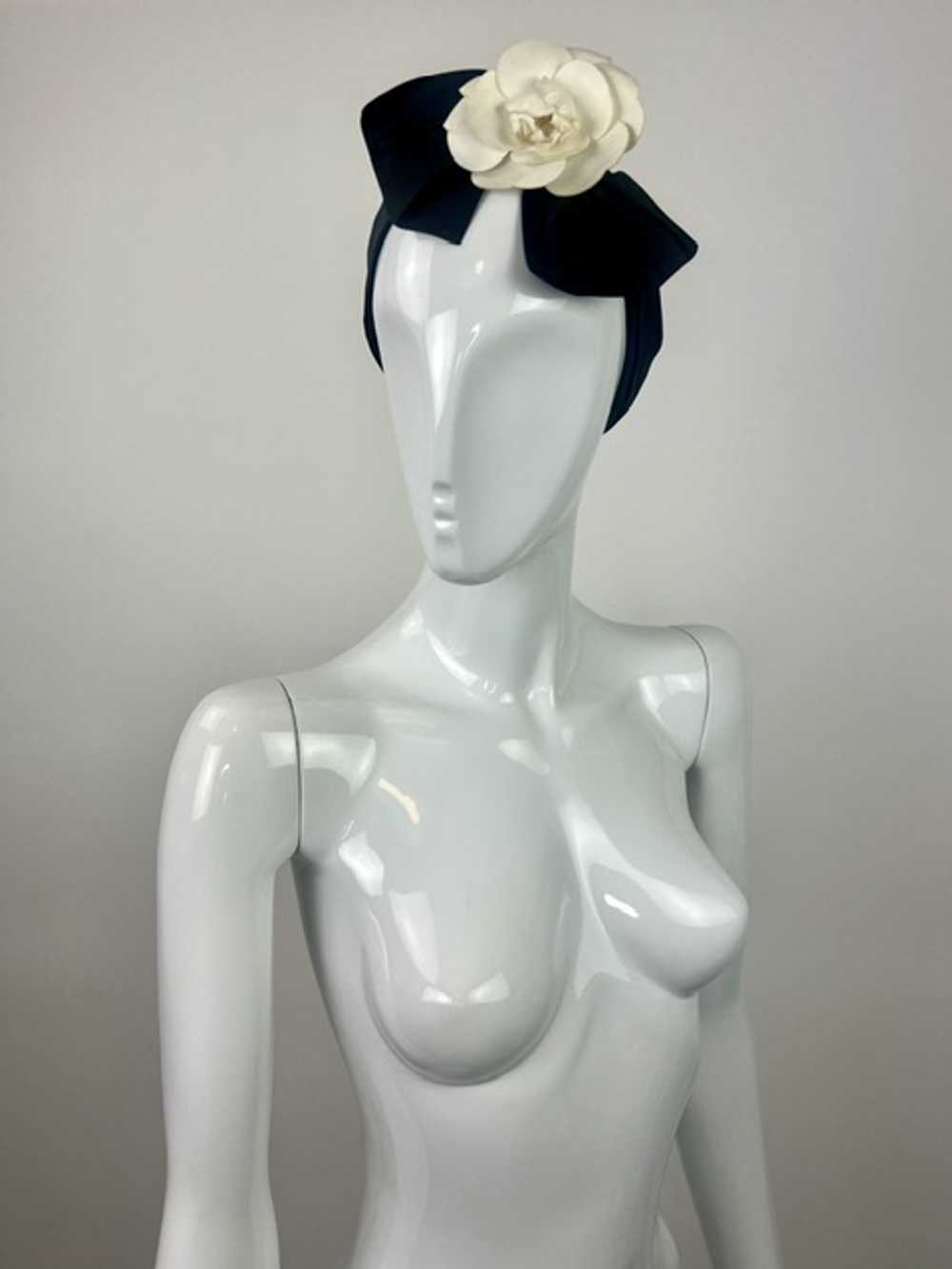 Chanel ’80s Silk Satin Camellia Headband - image 2