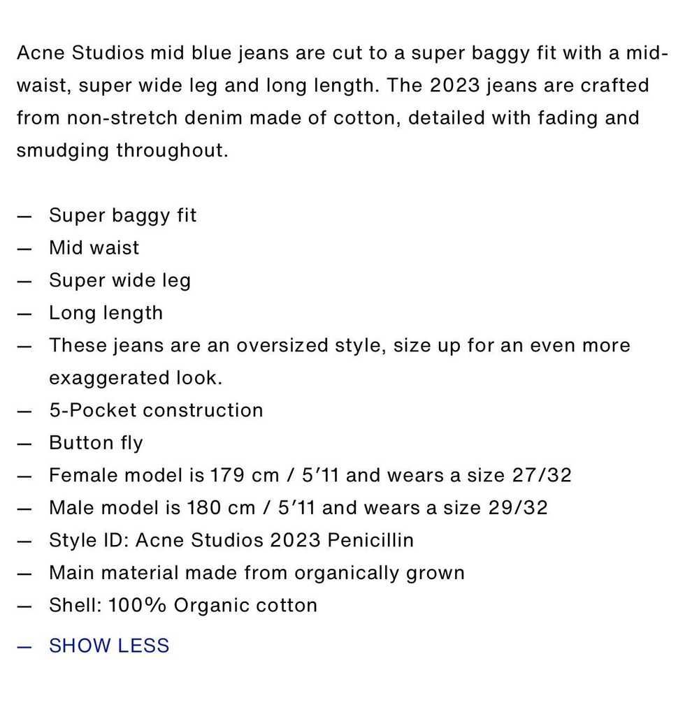 Acne Studios Acne Studios 2023 Super Baggy Jeans … - image 6