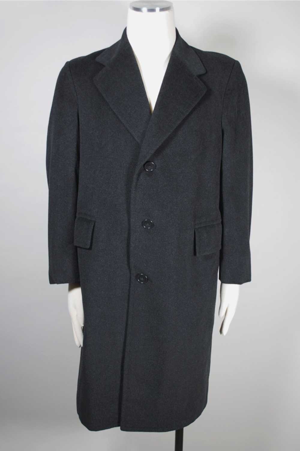 Charcoal gray cashmere mens coat 70s M 3/4-length - image 2