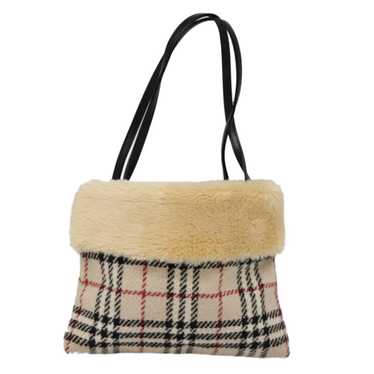 Burberry Nova Check Beige Wool Handbag (Pre-Owned) - image 1