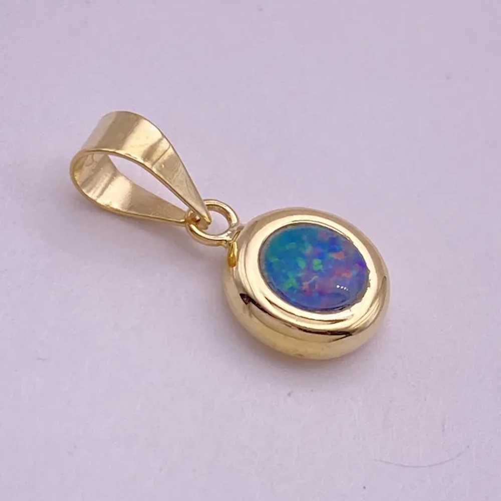 Petite Black Opal Pendant 14K Gold Classic Bezel … - image 2