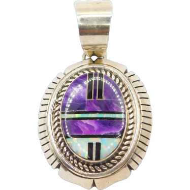 Stunning Signed TF Sugilite and Opal Inlay Sterlin