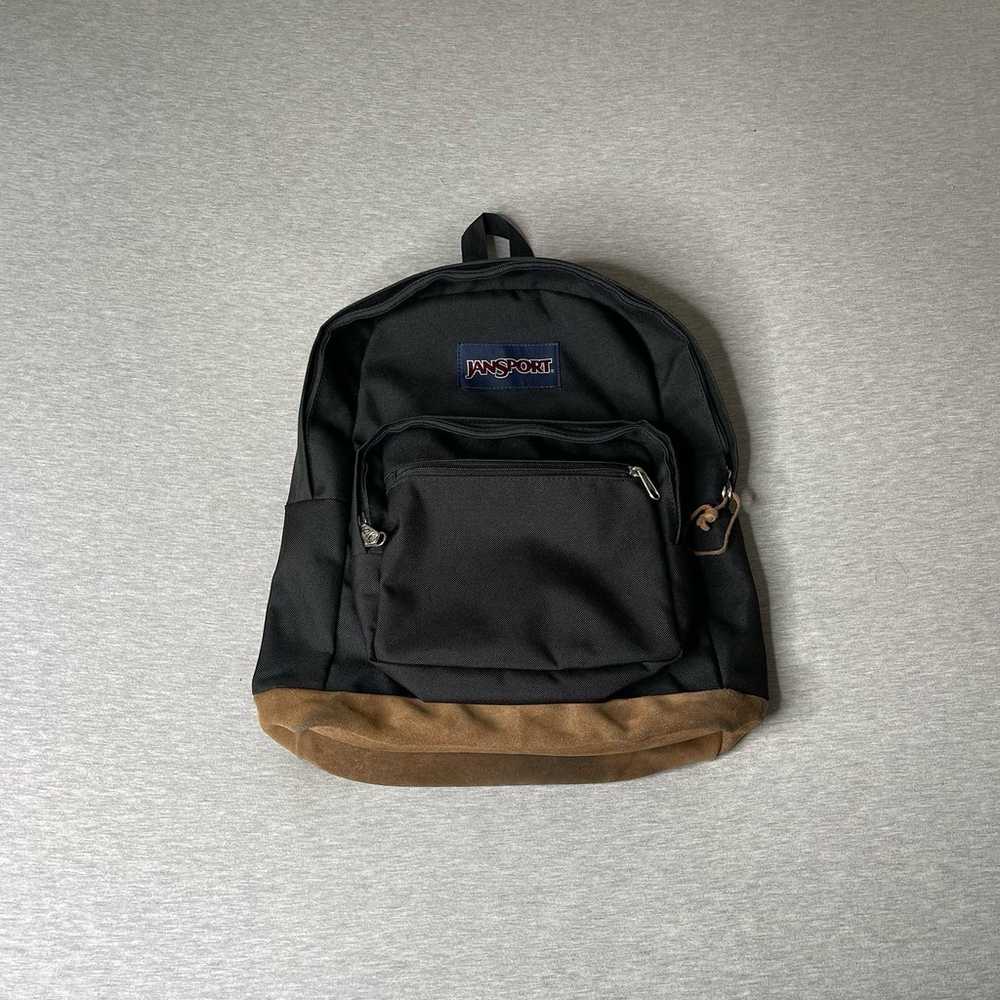 JanSport Right Pack Black & Brown Suede Leather B… - image 1