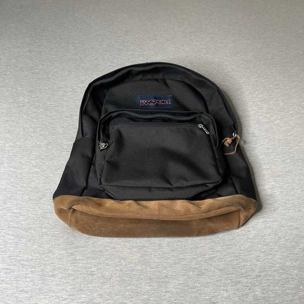 JanSport Right Pack Black & Brown Suede Leather B… - image 3