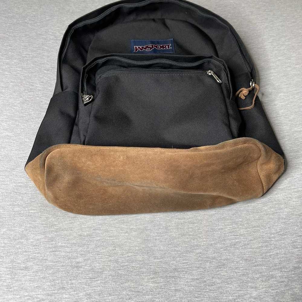 JanSport Right Pack Black & Brown Suede Leather B… - image 4