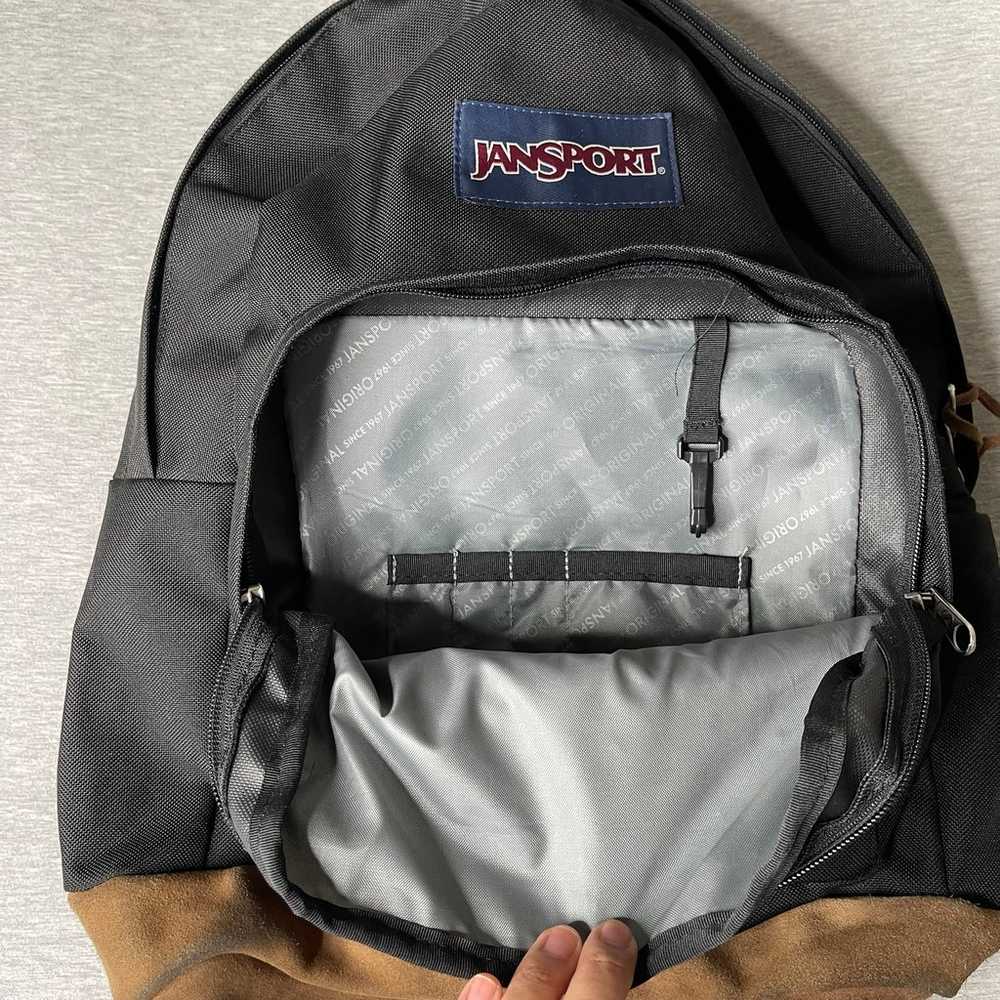 JanSport Right Pack Black & Brown Suede Leather B… - image 6