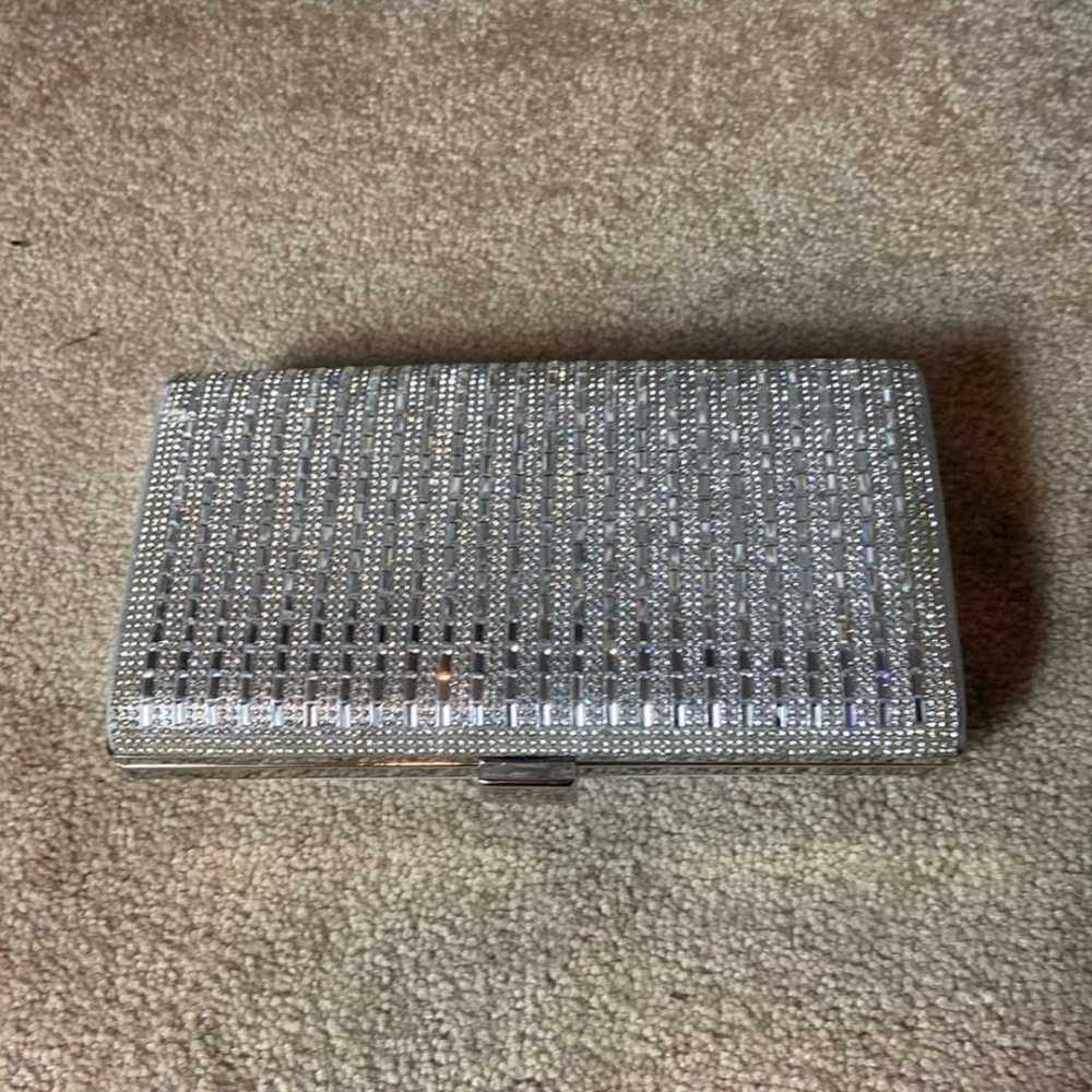 VERANO HILL DIAMOND CRYSTAL SPARKLE SILVER CLUTCH… - image 1