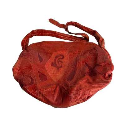 vintage sharif red leather Snake Embossed shoulder