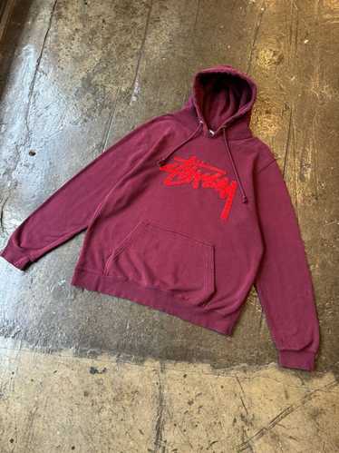 Streetwear × Stussy × Vintage Crazy RED Burgundy S