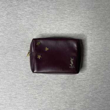 AUTHENTIC YSL Beauty Dark Burgundy Makeup Bag Crossbody and samples#2 high quality