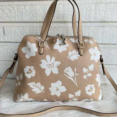 RALPH LAUREN Floral Neutral Leather Dome Satchel … - image 1