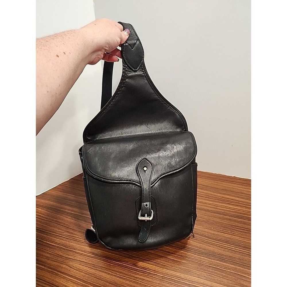 Levenger Leather One Shoulder Backpack Bag Black … - image 1