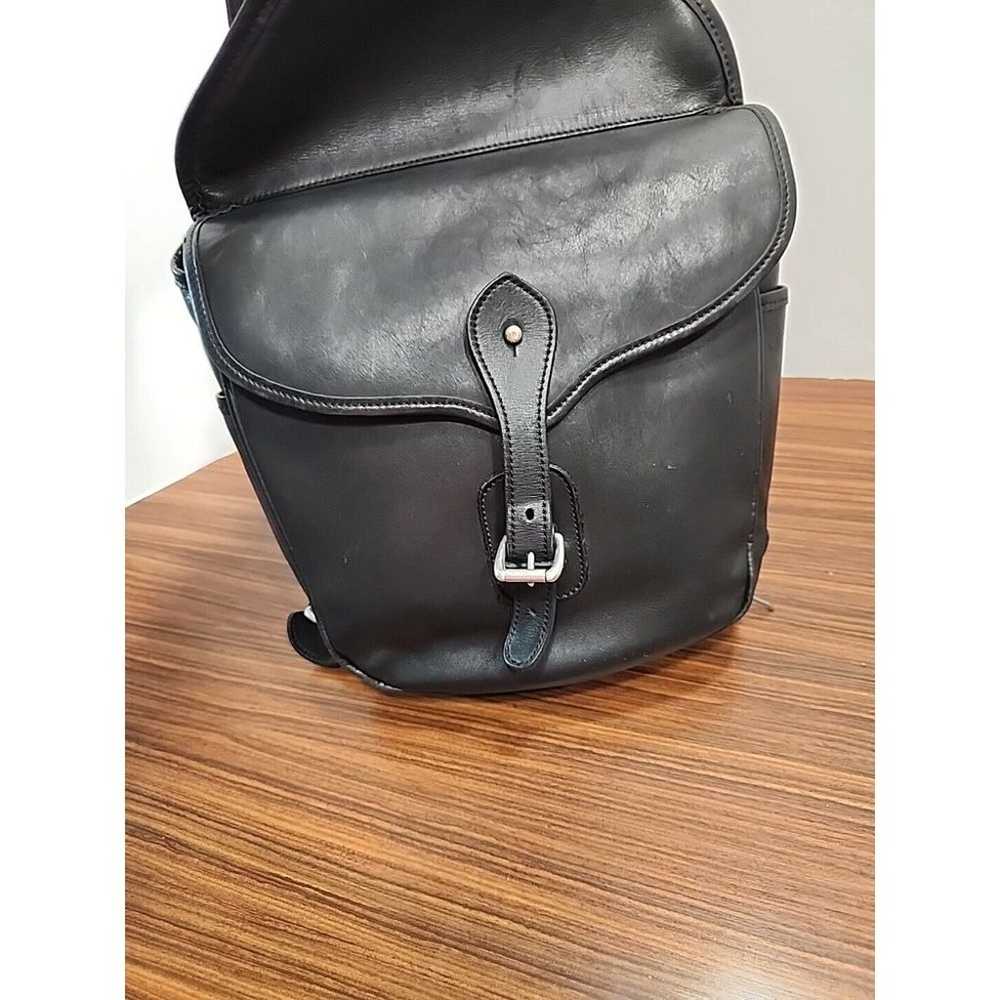 Levenger Leather One Shoulder Backpack Bag Black … - image 3