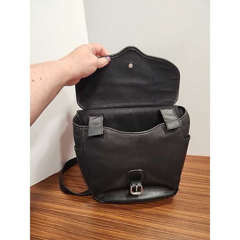 Levenger Leather One Shoulder Backpack Bag Black … - image 7