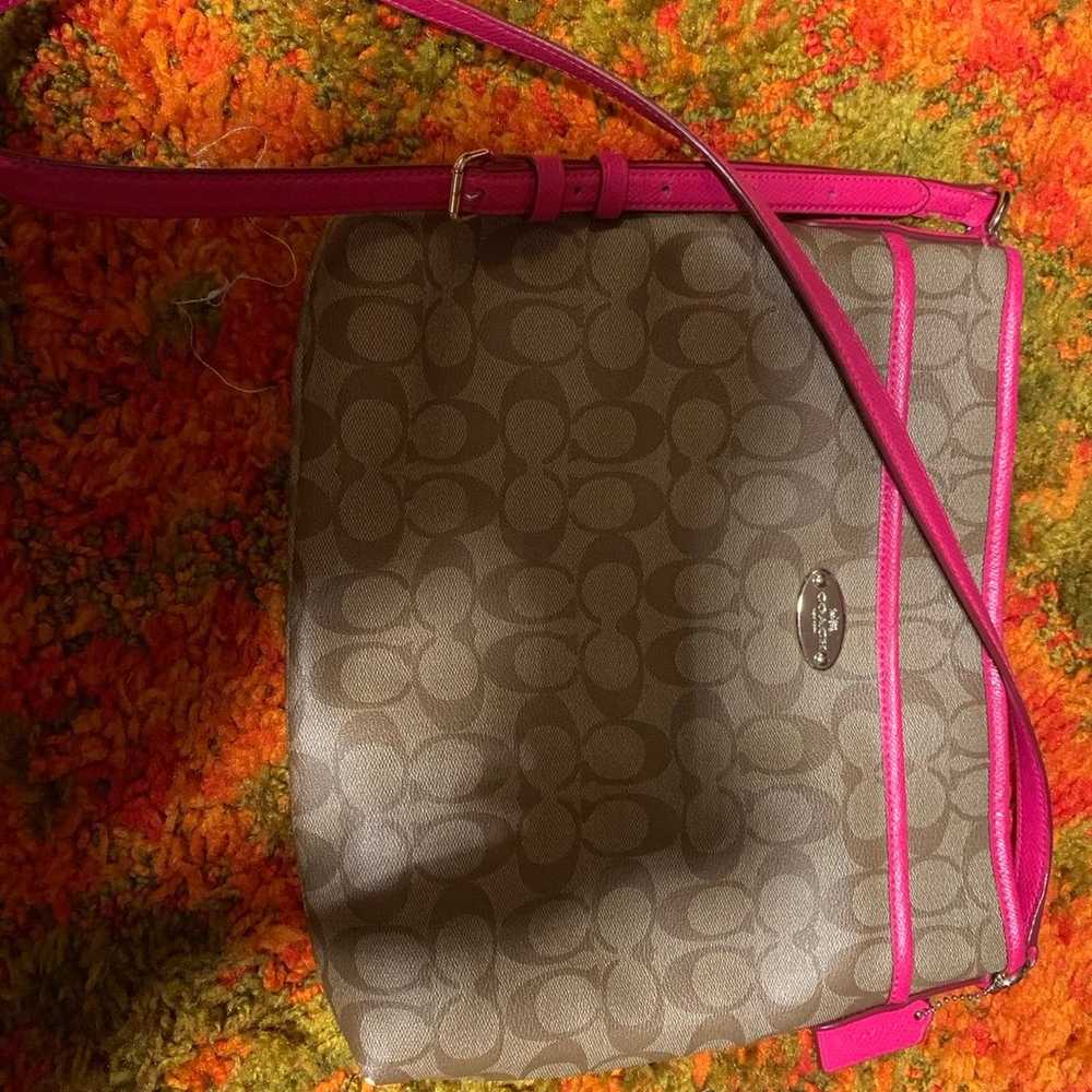 Pink and brown authentic coach purse - image 12