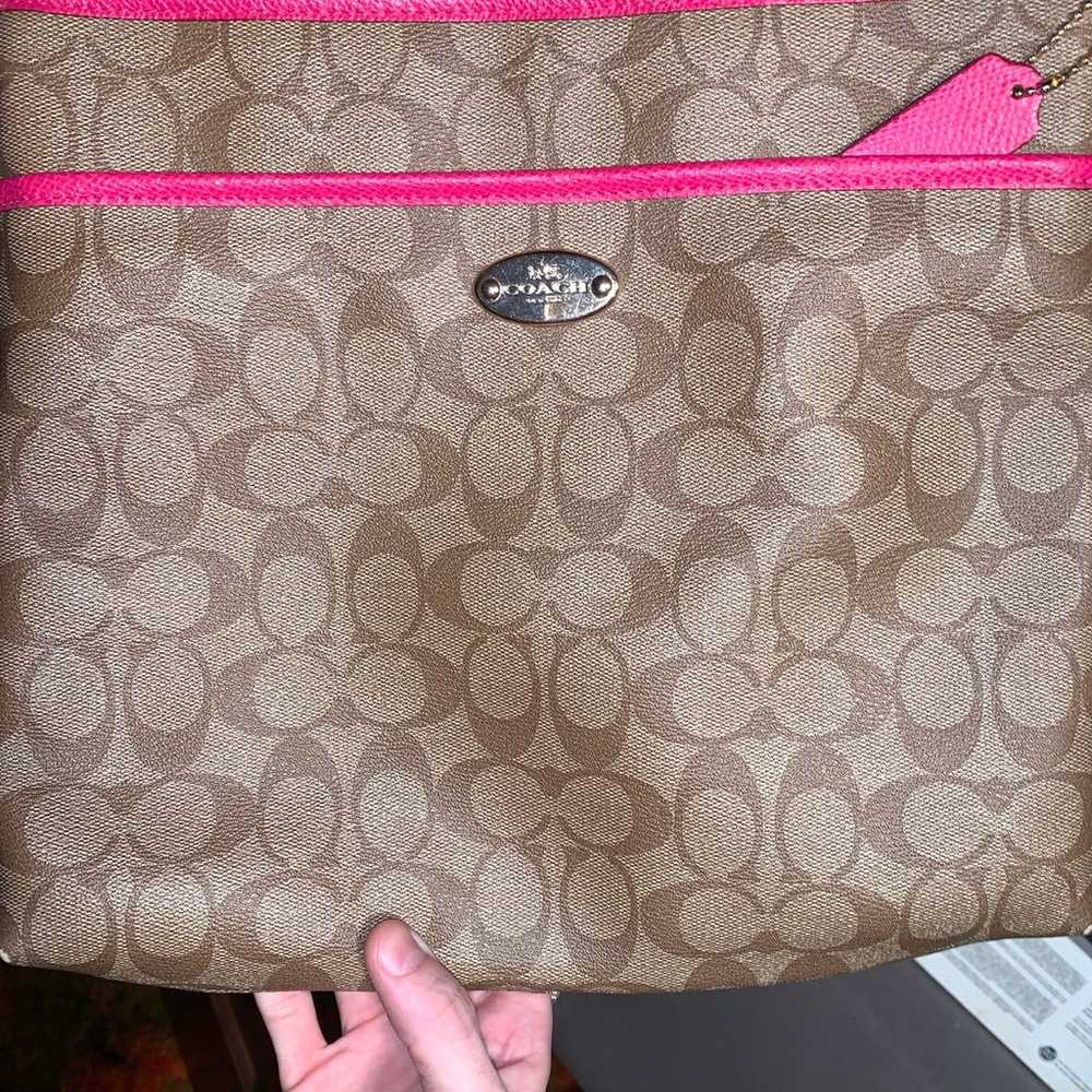 Pink and brown authentic coach purse - image 1