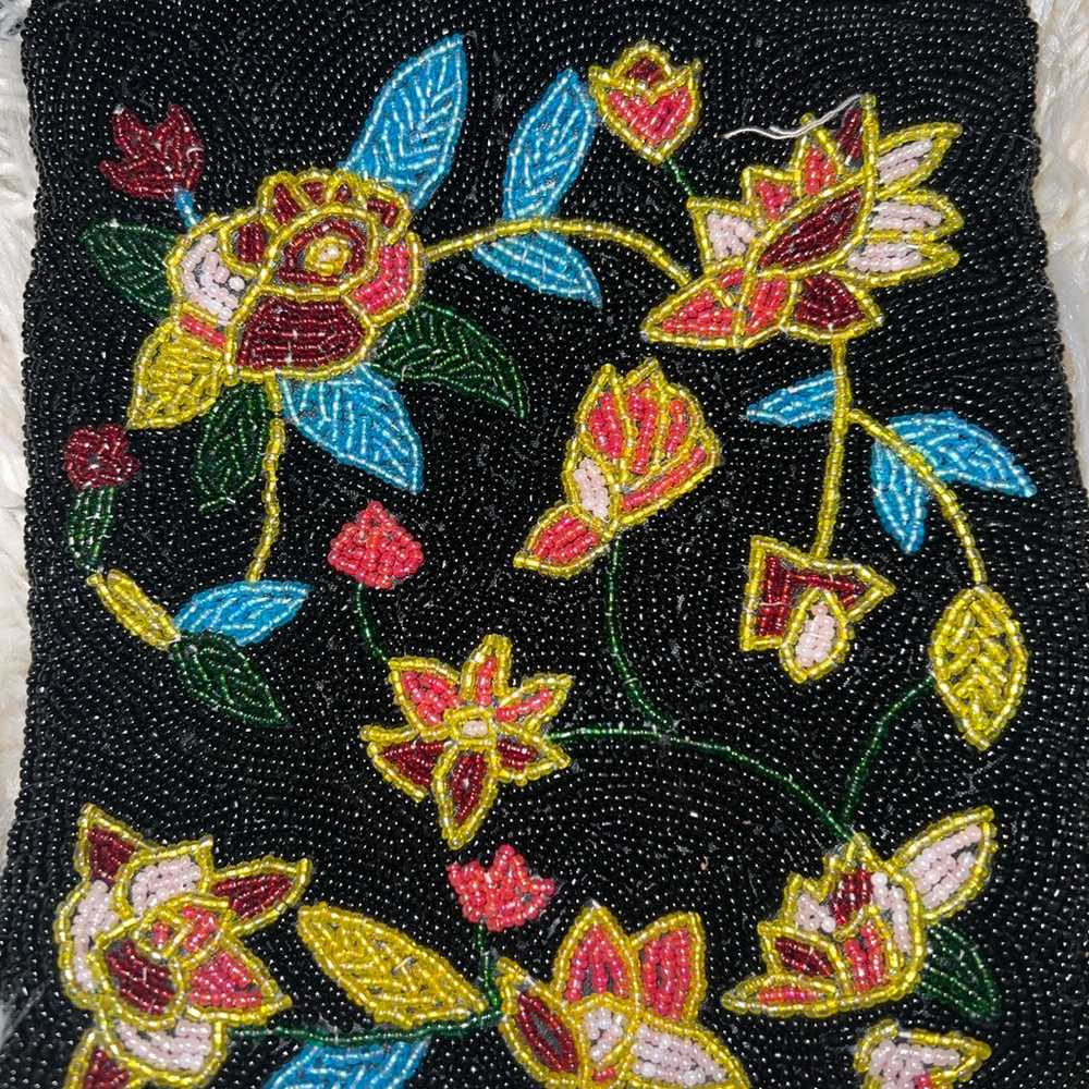 Vintage Beaded Floral Evening Purse Bag Handbag  … - image 7