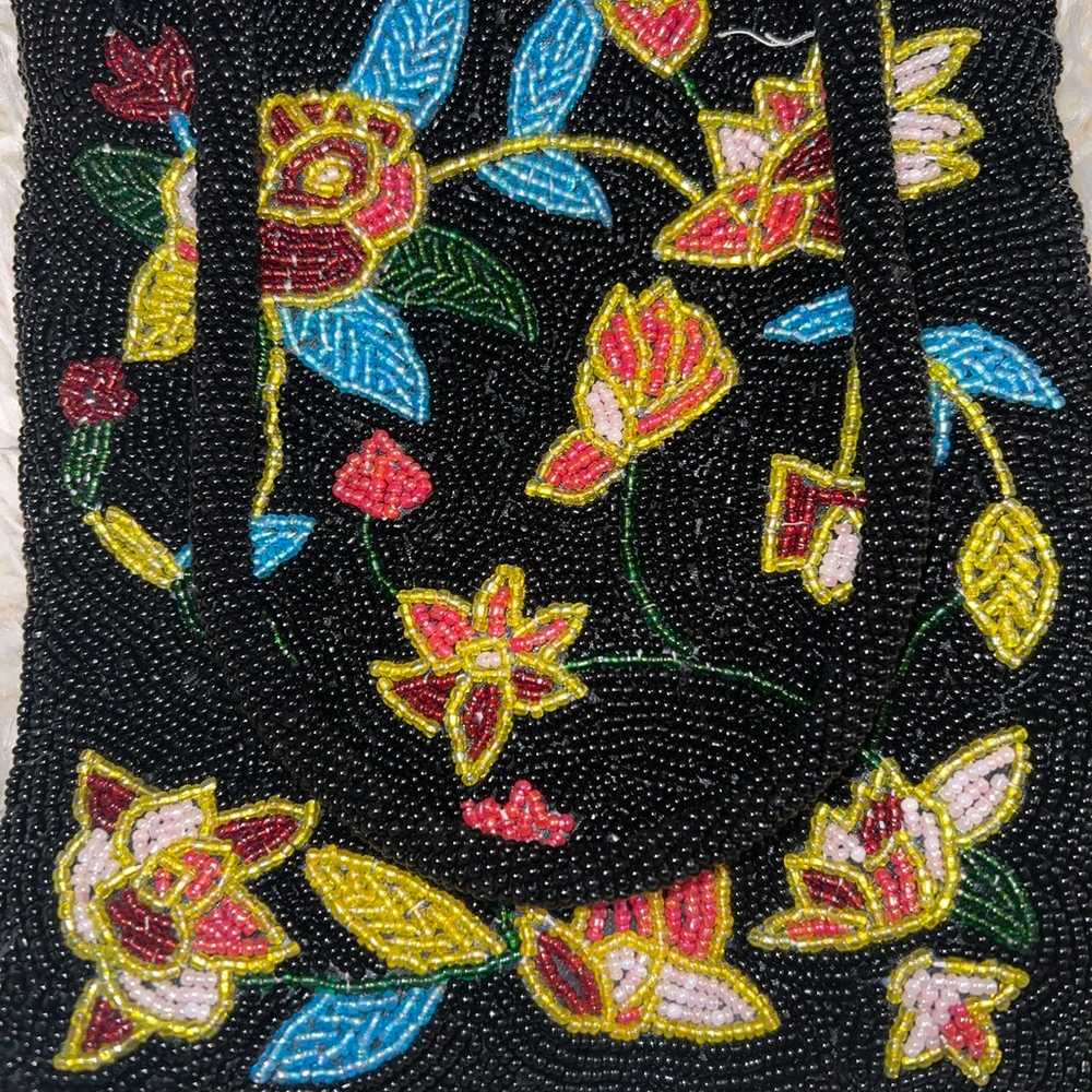 Vintage Beaded Floral Evening Purse Bag Handbag  … - image 8