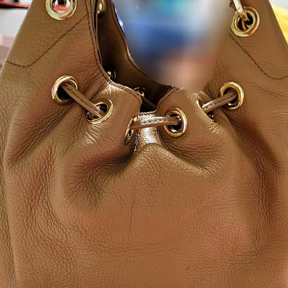 MICHAEL KORS TAN LEATHER SATCHEL HANDBAG W/ GOLD … - image 1