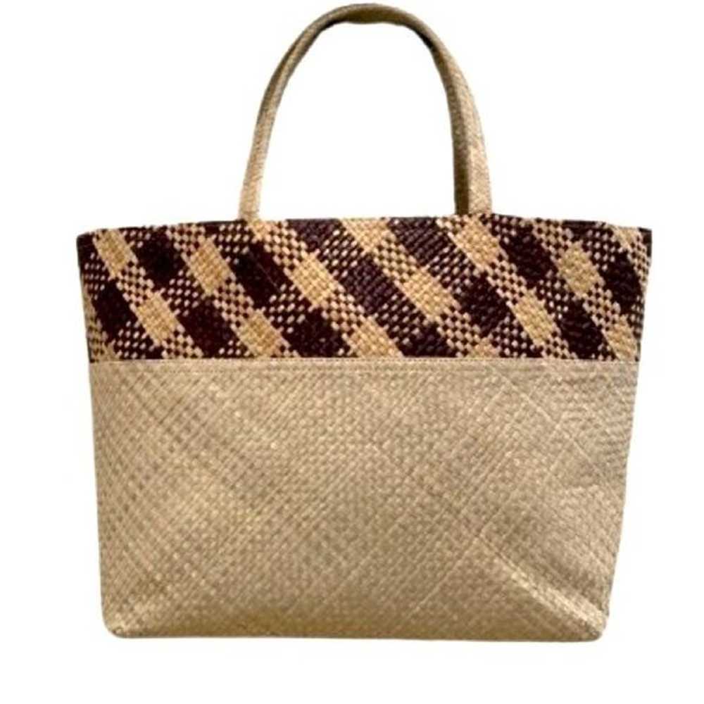 Large Woven Straw Market Tote Bag  Natural Boho C… - image 2