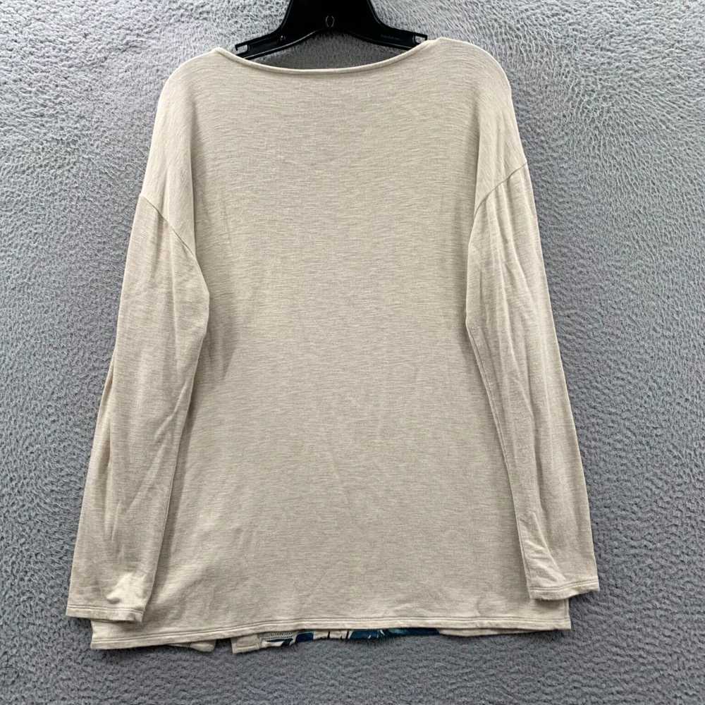 Vintage Floral Beige Blue Long Sleeve Top for Wom… - image 2