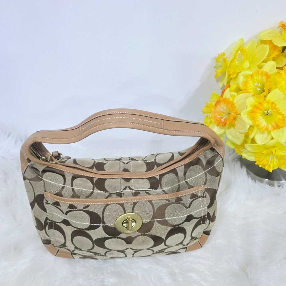 Coach Purse M0685-10765 Beige Brown Logo Canvas S… - image 11