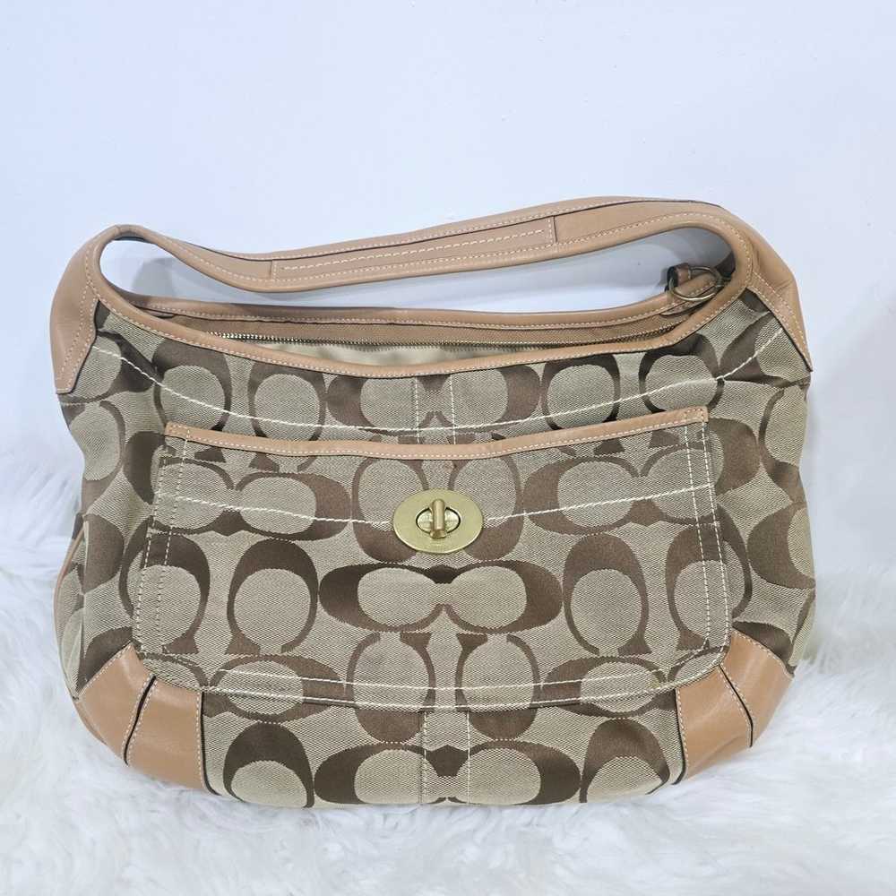 Coach Purse M0685-10765 Beige Brown Logo Canvas S… - image 12