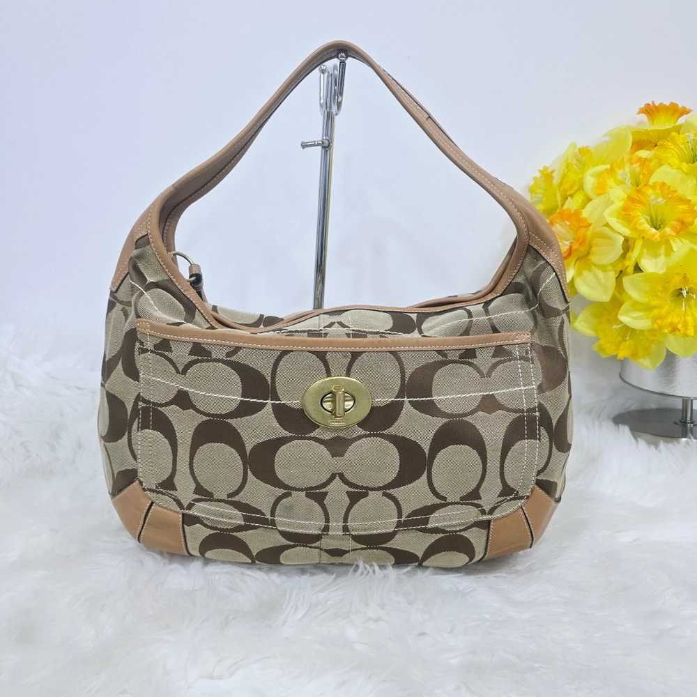 Coach Purse M0685-10765 Beige Brown Logo Canvas S… - image 1