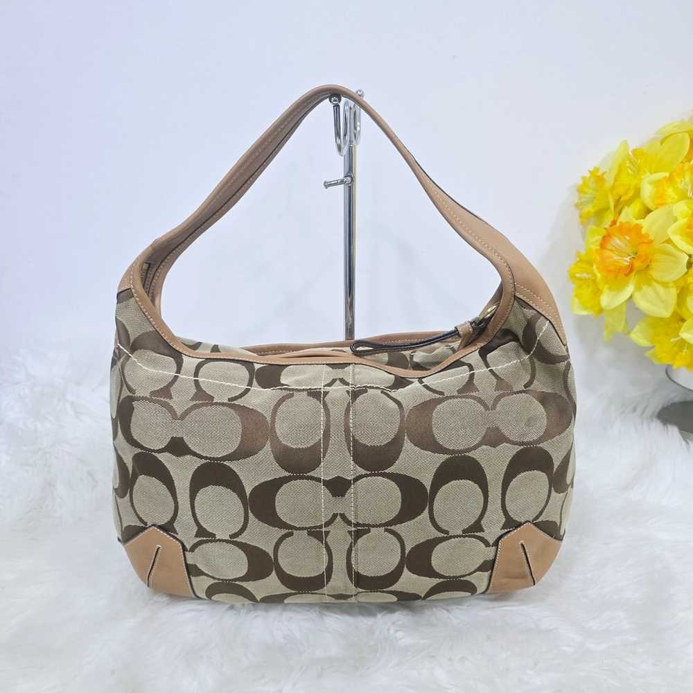 Coach Purse M0685-10765 Beige Brown Logo Canvas S… - image 2