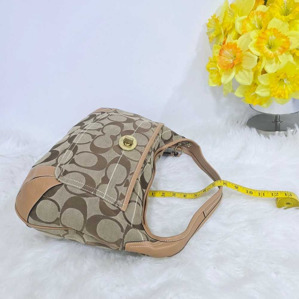 Coach Purse M0685-10765 Beige Brown Logo Canvas S… - image 4