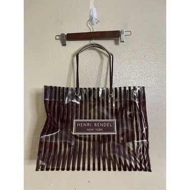 Henri Bendel PVC Striped Clear Brown Tote