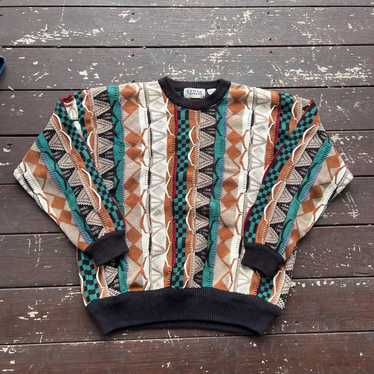 Vintage 90's Cotton Traders buy Coogi Style Textured Sweater Mens SZ L Multicolor