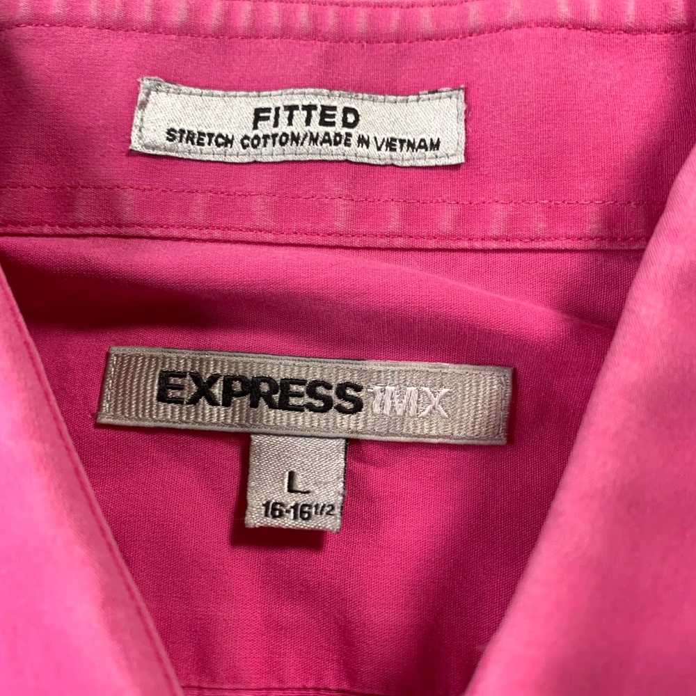 Express Pink Fitted Long Sleeve Button Up Blouse … - image 3