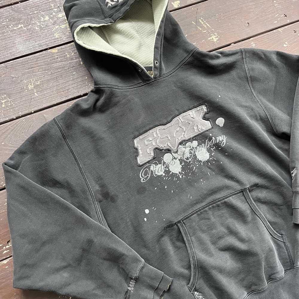 Fox Racing Y2K Fox Hoodie Medium Grunge Cyber 200… - image 2