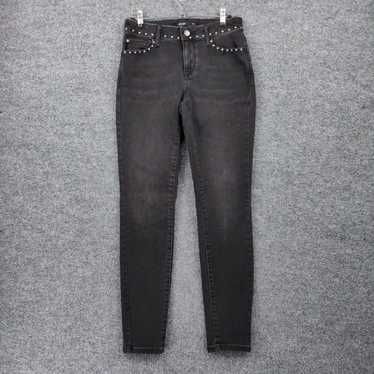 Vintage Beaded Embellished Dark Wash Black Denim … - image 1