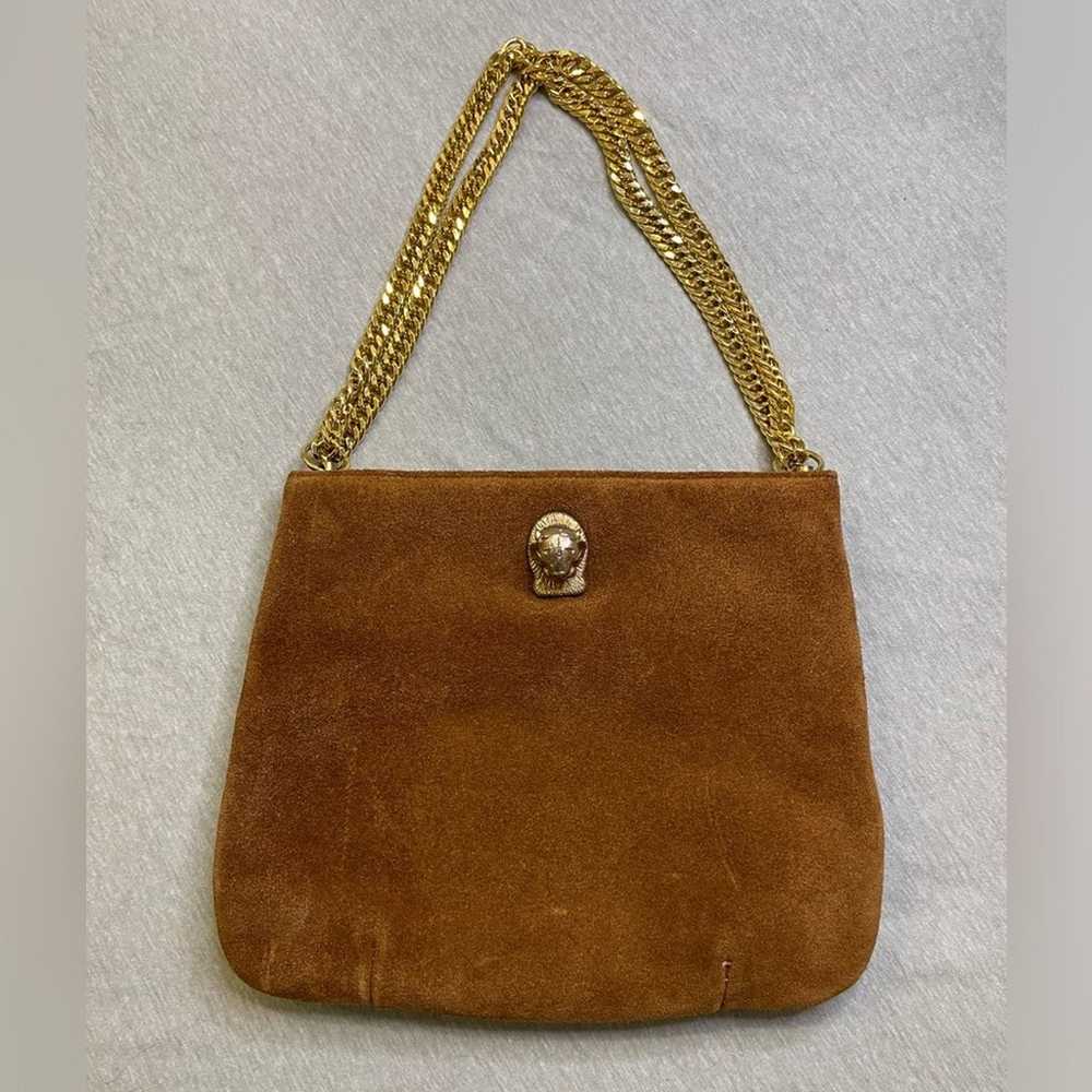 Vintage Ruth Saltz brown suede cougar head purse … - image 1