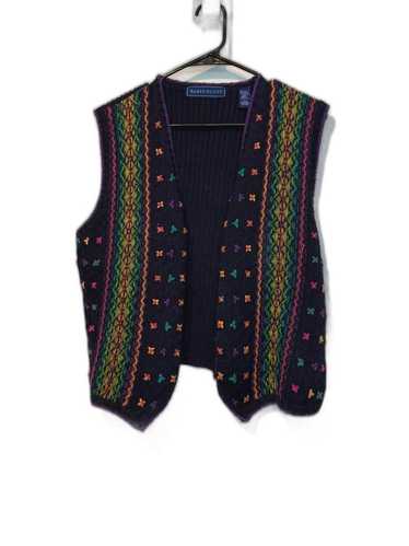 Designer Vintage Navy Blue Knit Vest by Karen Scot