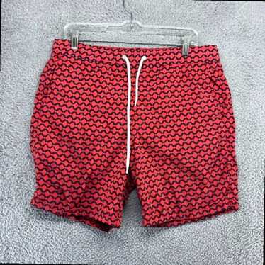 J.Crew Medium Red Geometric All Over Print Swim T… - image 1