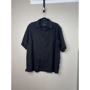 George George Men's Black Linen Shirt Size XL shor