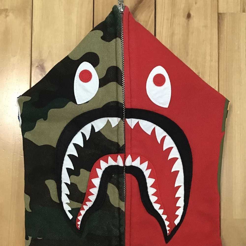 Bape Shark full zip hoodie red × woodland camo BA… - image 2