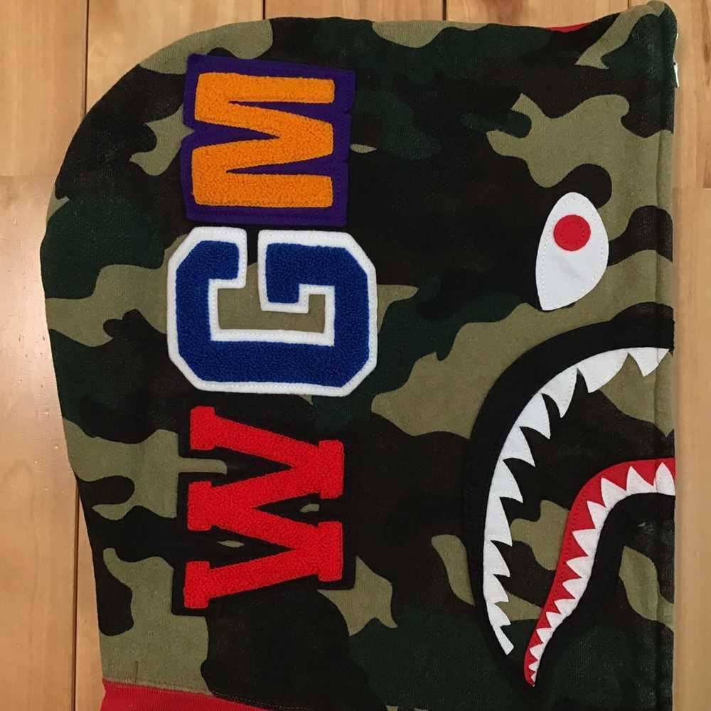 Bape Shark full zip hoodie red × woodland camo BA… - image 3