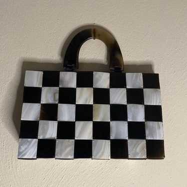 1980s Black & White Checkered Purse