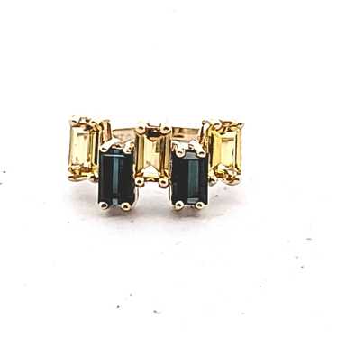 Vintage 14K Yellow Gold Indicolite Tourmaline & Ci