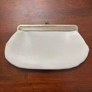 Vintage Off White Clutch Purse with Gold Tone Orn… - image 1